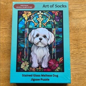 Stained Glass Maltese Dog Jigsaw Puzzle